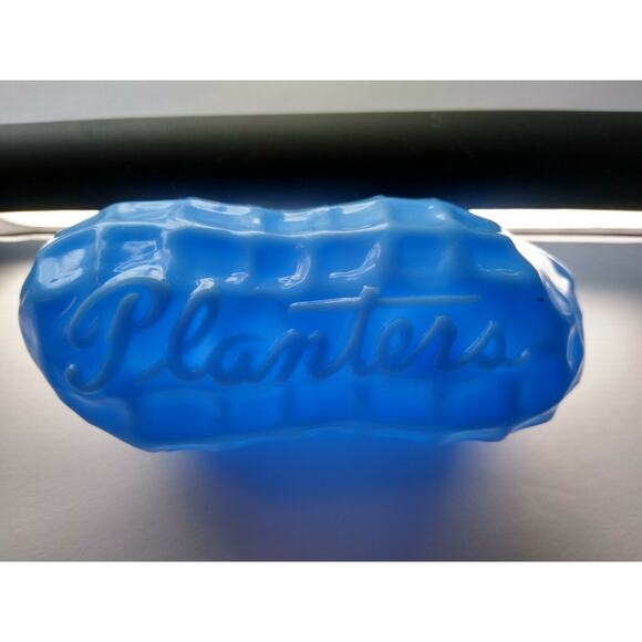 Mr Peanut Hard Plastic Nut Shaped Candy Container Planters Embossed Blue 1950s - Picture 7 of 12